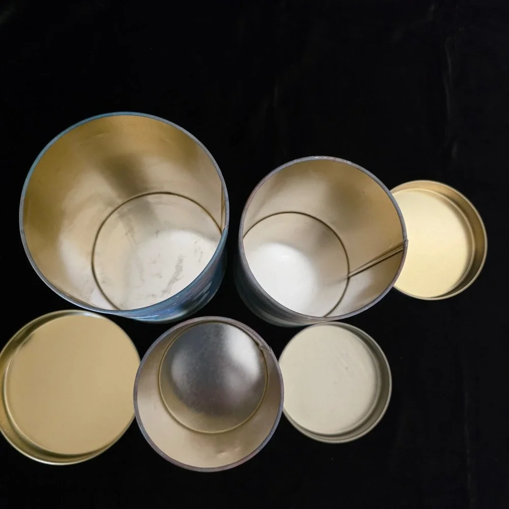 VTG Nesting Goose Tin Canister Set 3 Blue Bow Aunt Rhody Style Country Cottage